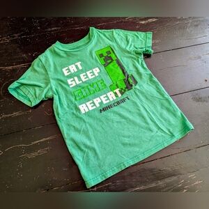 Minecraft "Eat Sleep Game Repeat" Green Boys' Small T-shirt Video Gamer Player